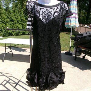 GUESS FAB BLACK LACE&RUFFLE HEM DRESS 12